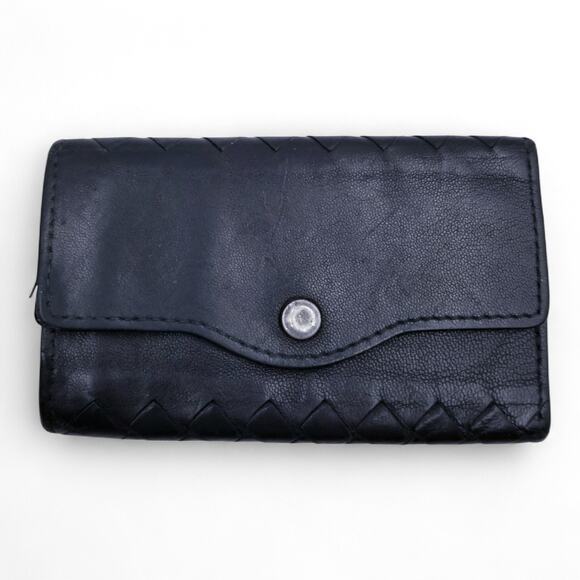 BOTTEGA VENETA Vintage Intrecciato Woven Leather Key CAse Black - Picture 1 of 7